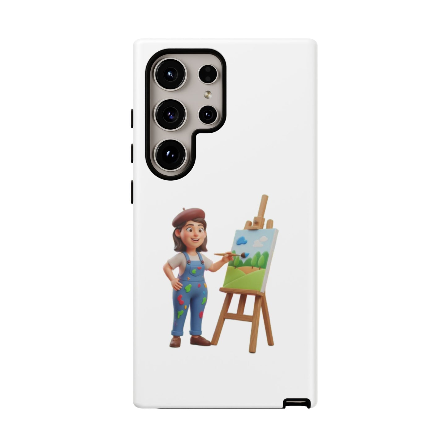 Samsung Handyhülle mit Künstlermotiv – Schutzhülle mit niedlicher Illustration einer Malerin