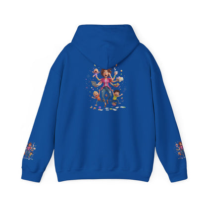 Hoodie – Pullover mit verspielter Illustration von Mutter und Kindern: „Super Mama“