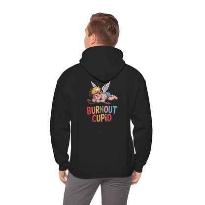 Burnout Cupid Hoodie — Cute Tired Cupid Graphic Pullover