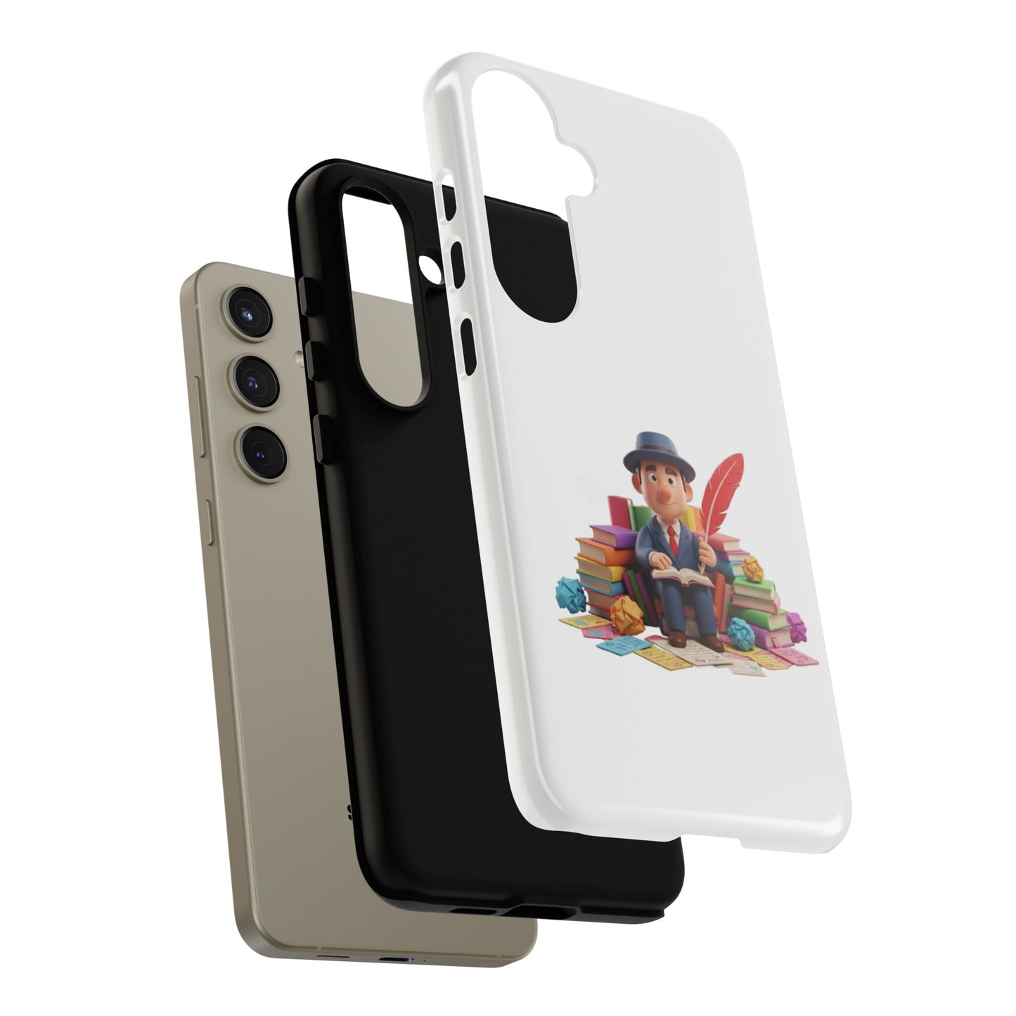 Samsung Bookworm Illustration Phone Case — Cute Scholar with Feather Pen