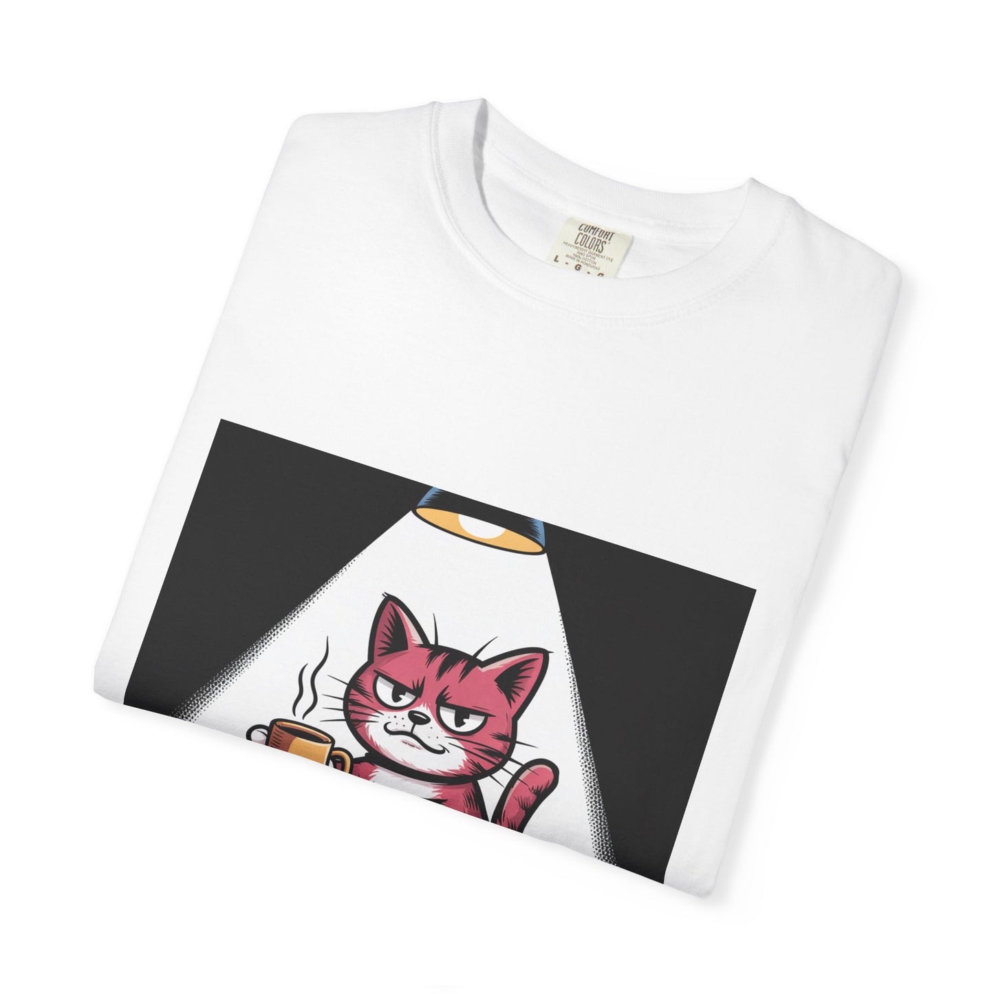 Camiseta divertida de gato y café: "Si valoras tu vida, déjame terminar mi café".