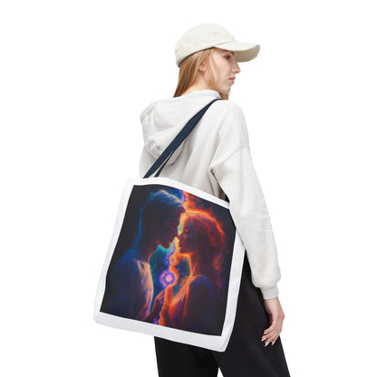 Cosmic Lovers Tote Bag — Flame & Ice Couple Art AOP
