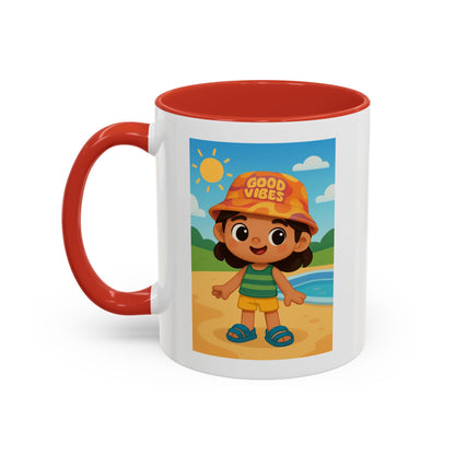 Good Vibes Beach Kid Mug — Accent Coffee Mug (11/15oz)