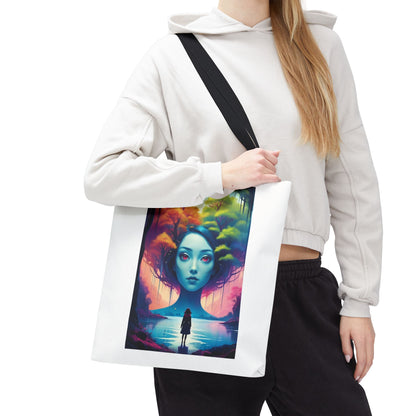 Dreamscape Portrait Tote Bag — Surreal Forest Girl Art