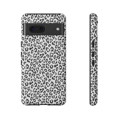 Funda para teléfono con estampado de leopardo de Google: resistente, en blanco y negro