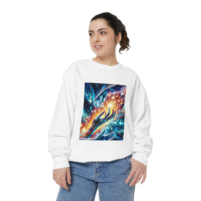 Galaxy Touch Sweatshirt — Cosmic Hands Astral Art Crewneck