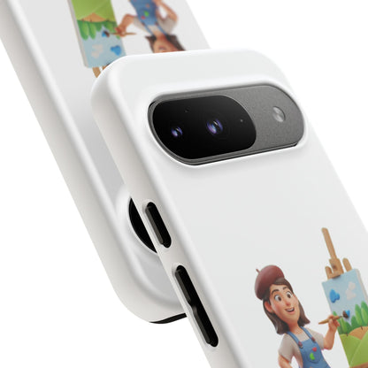 Google Artist Painting Phone Case — Cute Female Painter Illustration Phone Cover