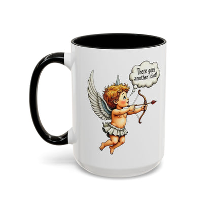 Cupid Coffee Mug — Vintage Cherub Saying "There goes another idiot!" Accent Mug