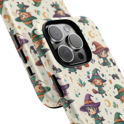 Niedliche iPhone-Handyhülle mit Hexenmuster – Halloween-Kawaii-iPhone-Hülle