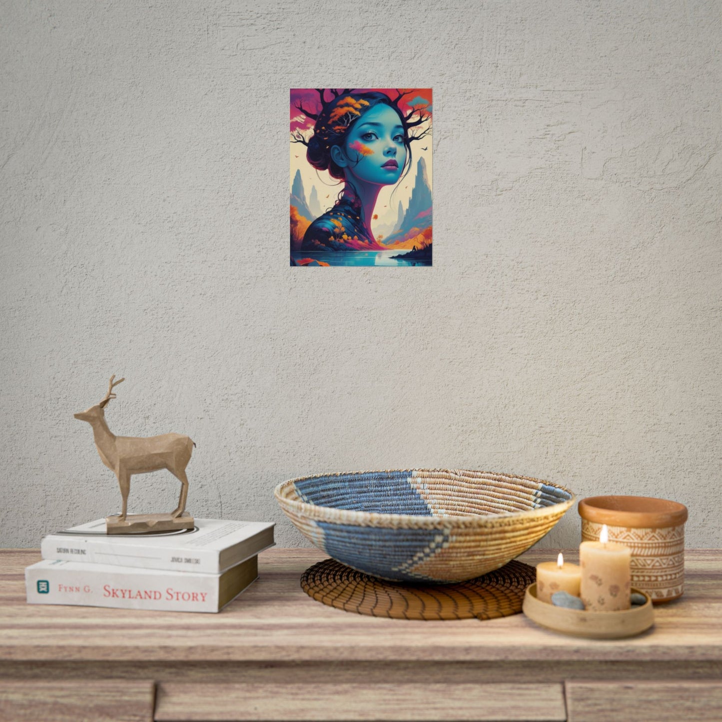 Surreal Blue Goddess Rolled Poster — Fantasy Landscape Art Print