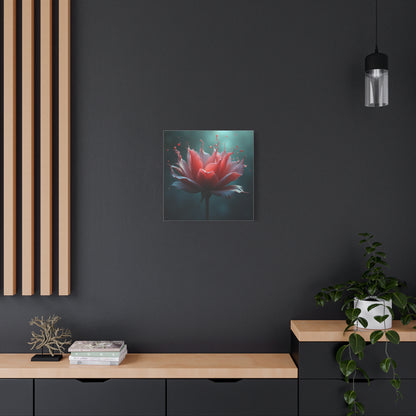 Red Lotus Matte Canvas Wall Art — Stretched 1.25" Floral Print
