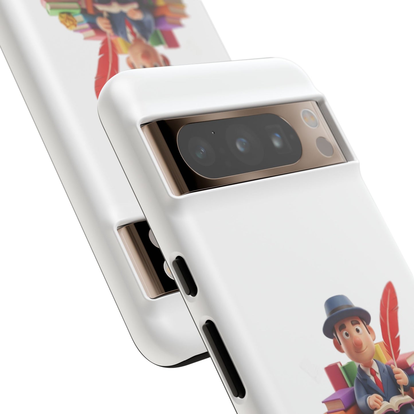 Google Author's Journey Phone Case — Cute Writer Illustration, Books & Quill Protective Cover