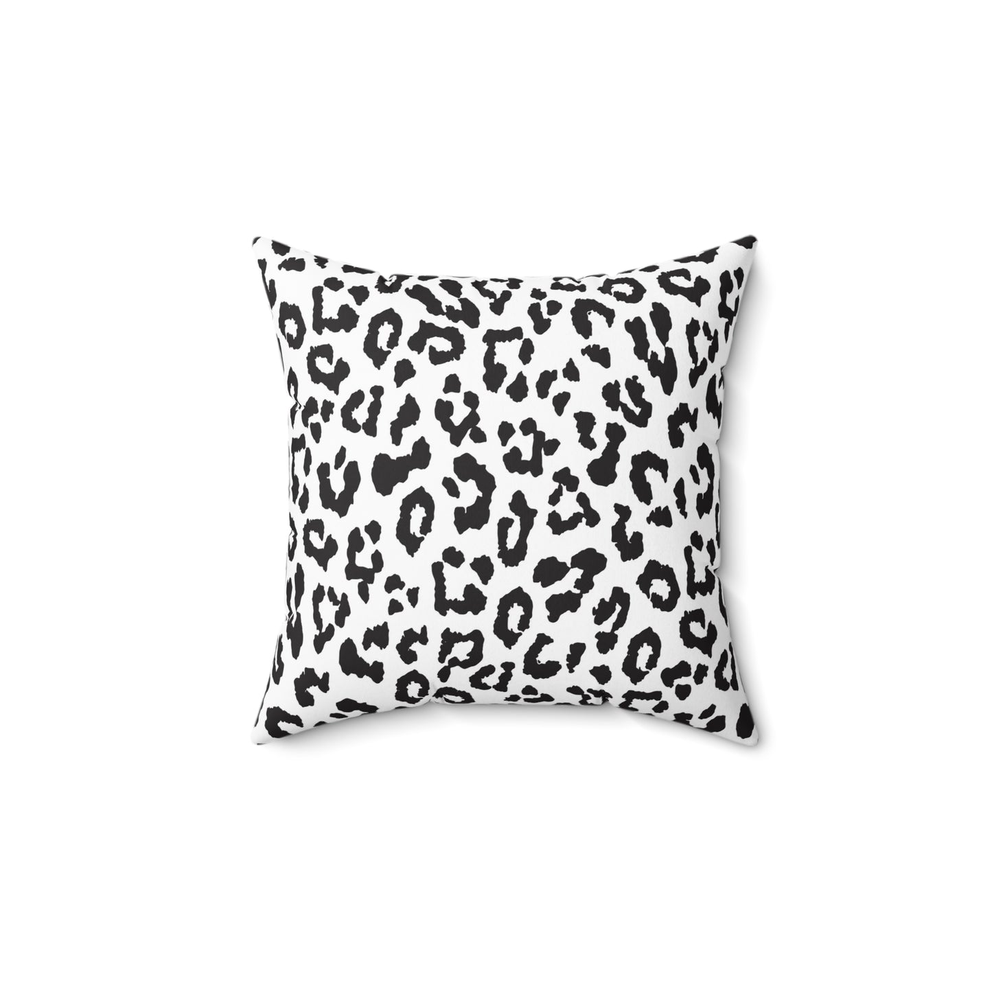 Black & White Leopard Print Square Pillow — Animal Print Decorative Throw Pillow