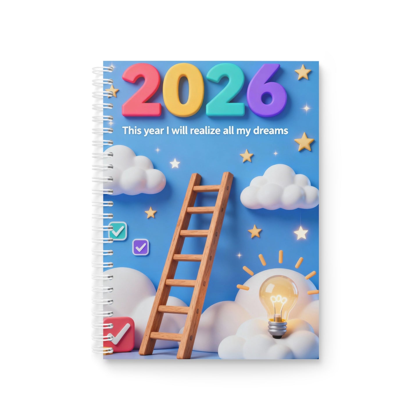 2026 Goals Spiral Notebook — "This year I will realize all my dreams" Planner