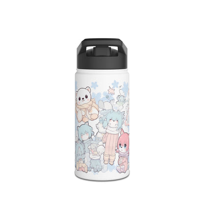 Wasserflasche aus Edelstahl mit niedlichen Kawaii-Wintermotiven