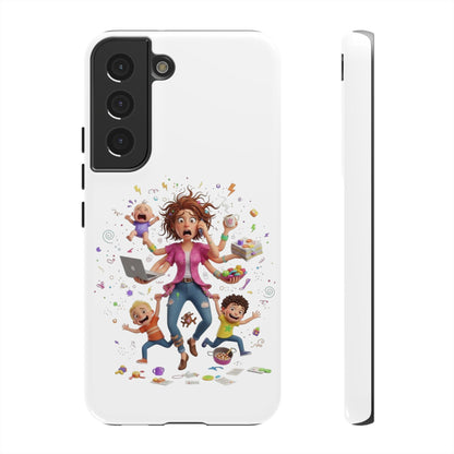 Samsung Mom Life Phone Case — Funny Juggling Mom Illustration Protective Case