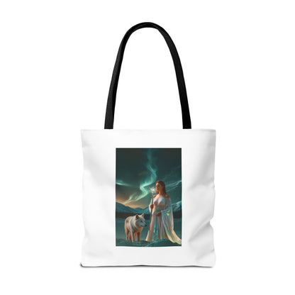 Tragetasche – Mystische Frau mit Wolf Aurora Art Tote