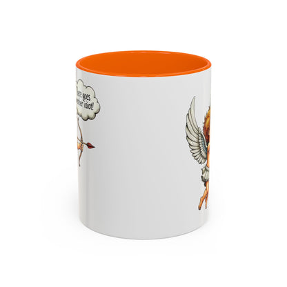 Cupid Coffee Mug — Vintage Cherub Saying "There goes another idiot!" Accent Mug