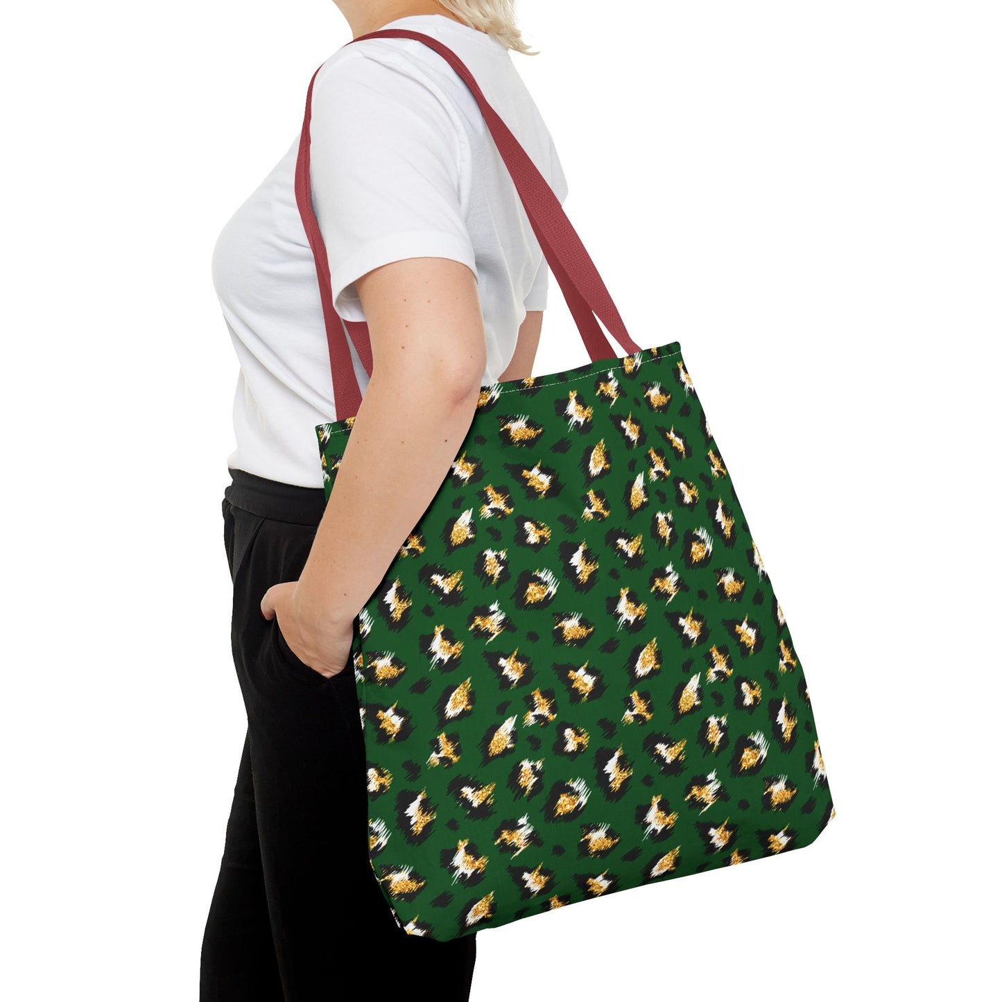 Green Leopard Print Tote Bag – Patterned All-Over-Print Shopper