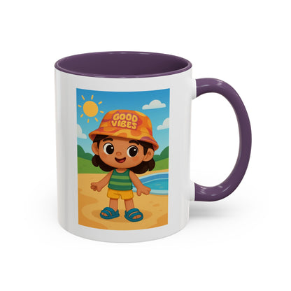Good Vibes Beach Kid Mug — Accent Coffee Mug (11/15oz)