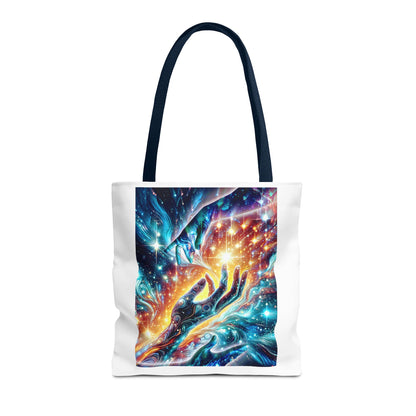 Cosmic Hands Tote Bag — Vibrant Galaxy Art Tote for Everyday, Beach & Gifts