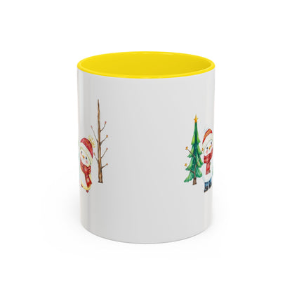 Christmas Snowman Mug — Cute Holiday Coffee Cup with Festive Tree & Snowmen (11/15oz)