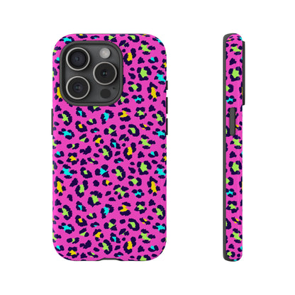 iPhone Pink Neon Leopard Phone Case — Bold Protective iPhone Cover