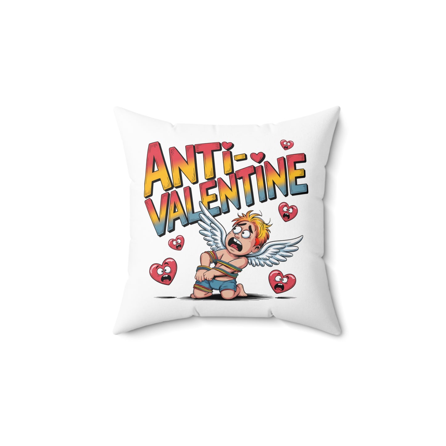 Anti-Valentine Pillow — Funny Anti-Love Decorative Throw Pillow (Cupid Bound Design)