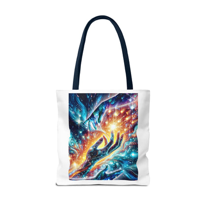 Cosmic Hands Tote Bag — Vibrant Galaxy Art Tote for Everyday, Beach & Gifts