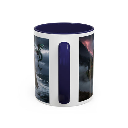 Fantasy Dragon Accent Coffee Mug, Unique Coffee Cup, Magical Gift for Dragon Lovers, Birthday Present, Home Decor for Fantasy Fans