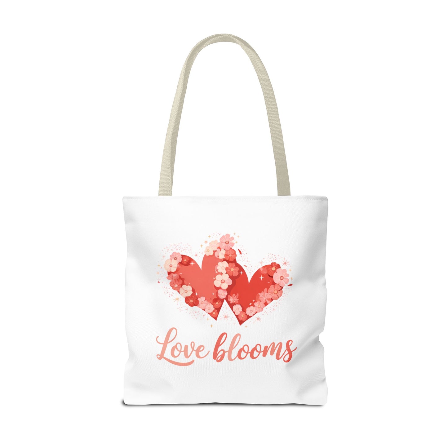 Love Blooms Heart Tote Bag — Floral Valentine Canvas Tote