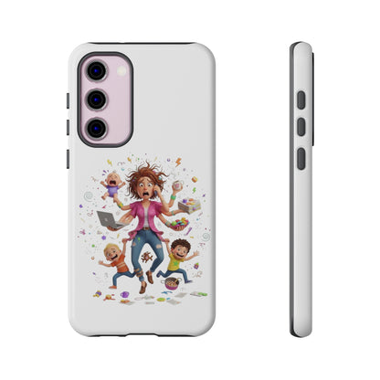 Samsung Mom Life Phone Case — Funny Juggling Mom Illustration Protective Case