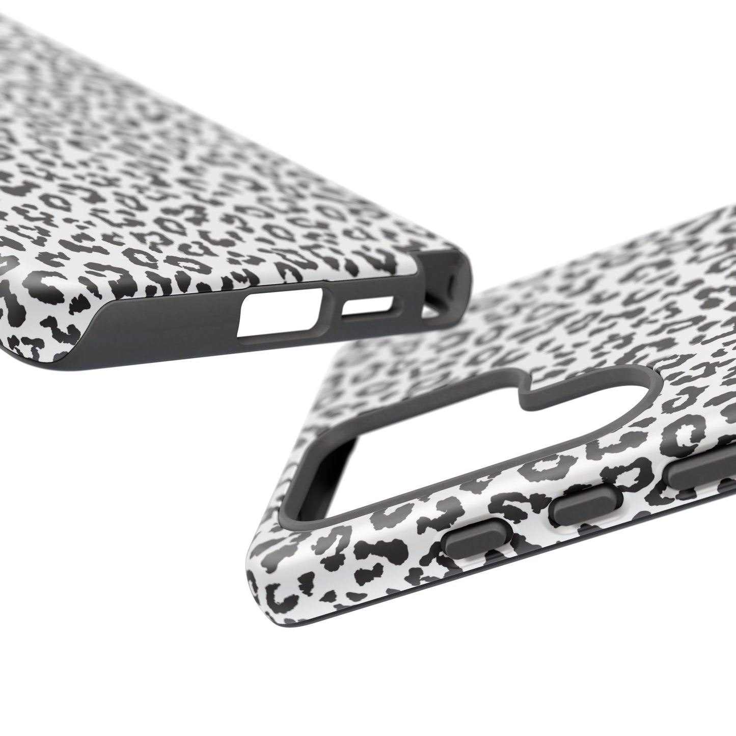 Samsung Leopard Print Tough Phone Case – Black & White Animal Pattern Protective Cover