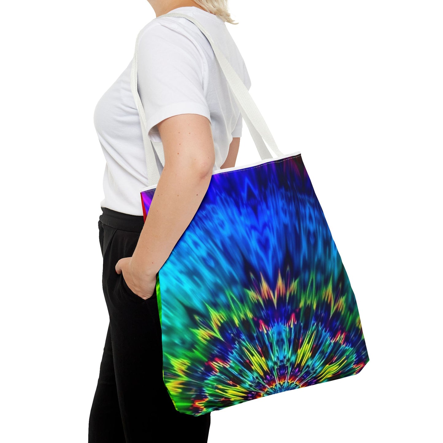Tie-Dye Kaleidoscope Tote Bag — Vibrant All-Over Print Beach & Market Bag