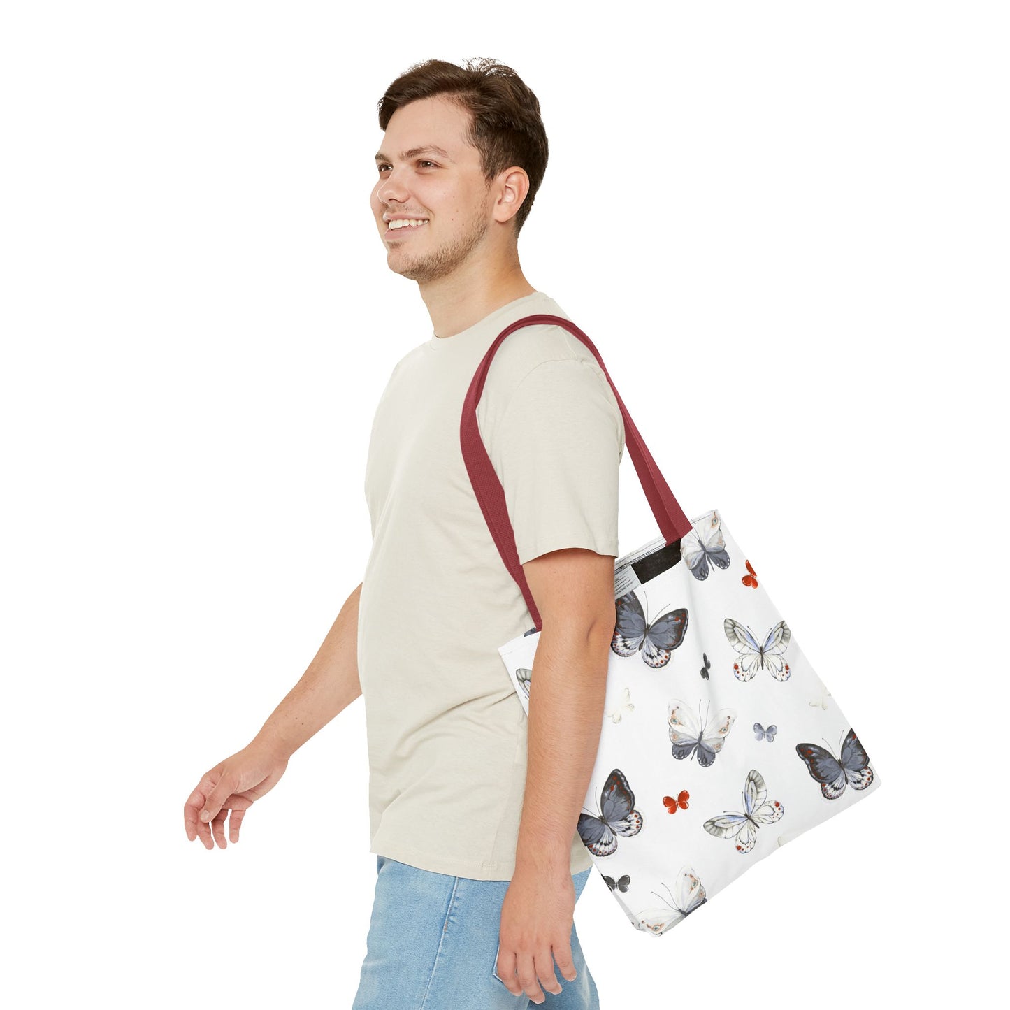 Butterfly Pattern Tote Bag — Lightweight Floral Tote for Everyday Use