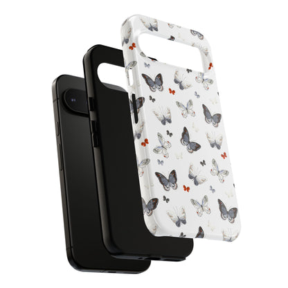 Google Butterfly Pattern Tough Phone Case — White Floral Protective Cover
