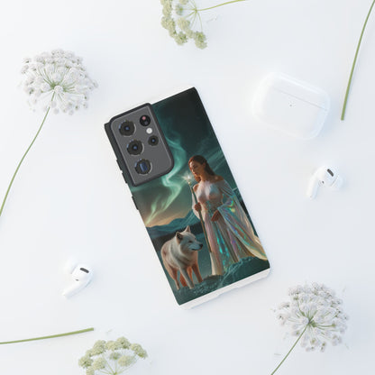 Samsung Aurora Guardian Handyhülle – Mystic Woman &amp; Wolf Magic Galaxy Schutz