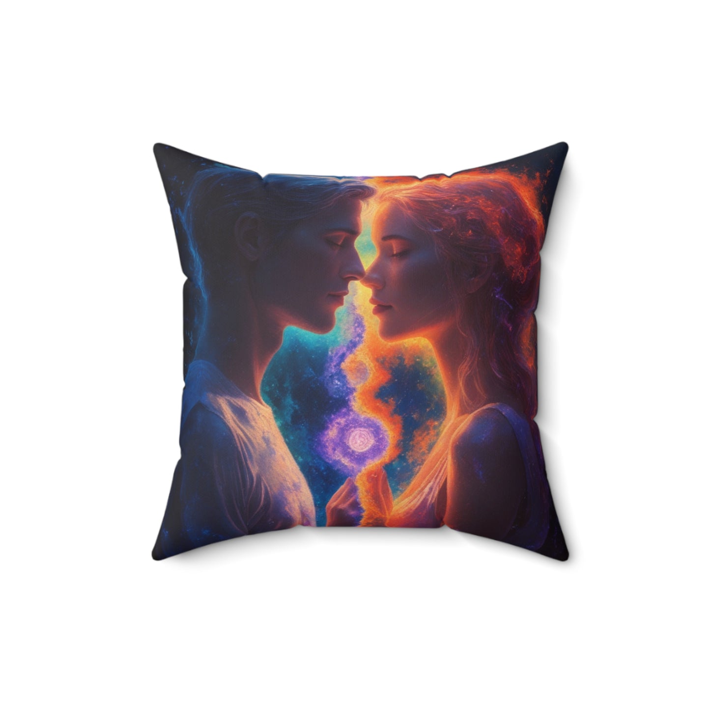 Square Pillow — Mystic Sun & Moon Lovers Decorative Cushion