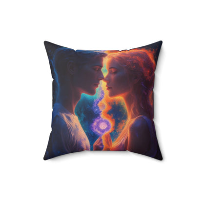 Square Pillow — Mystic Sun & Moon Lovers Decorative Cushion