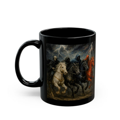 Black Ceramic Mug – Four Horsemen Apocalypse Artwork (11oz & 15oz)