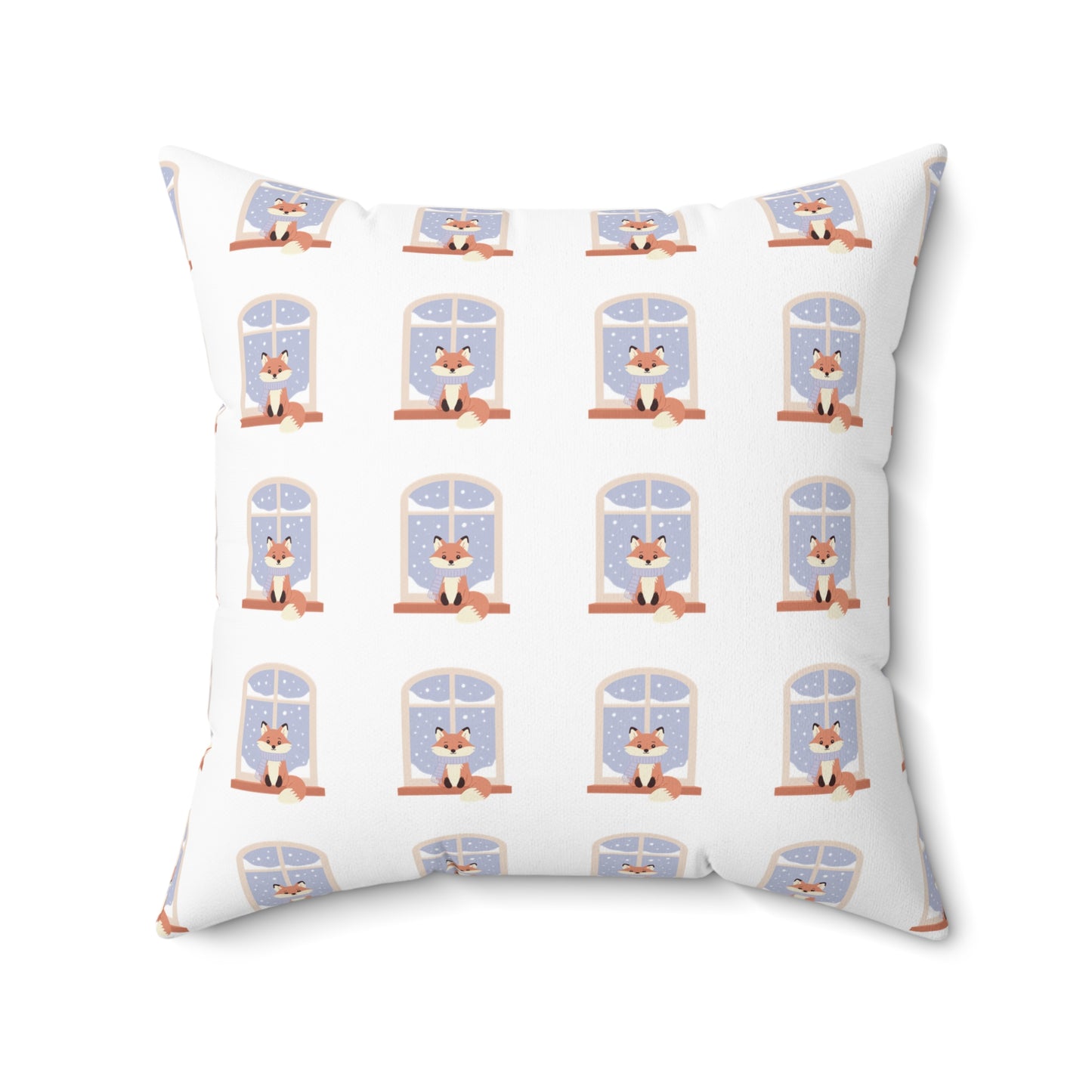 Cozy Window Cat Pattern Pillow — Winter Cat Decorative Throw