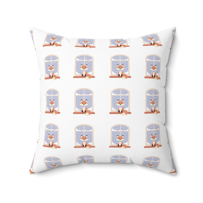 Cozy Window Cat Pattern Pillow — Winter Cat Decorative Throw