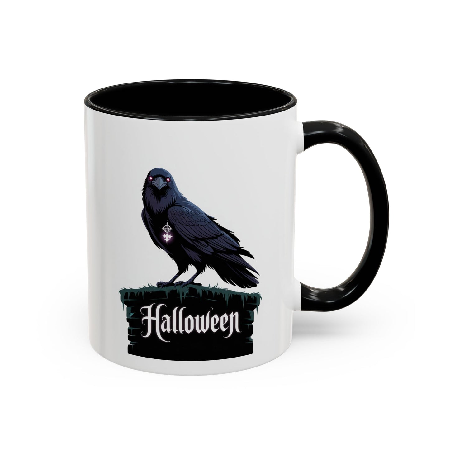 Halloween Raven Coffee Mug, Black Accent Mug, Spooky Drinkware, Unique Gift for Fall, Coffee Lover's Halloween Décor