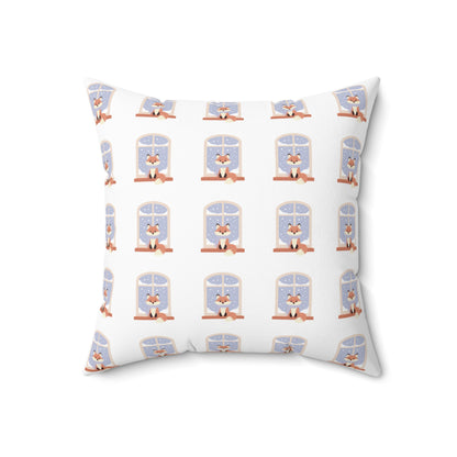 Cozy Window Cat Pattern Pillow — Winter Cat Decorative Throw