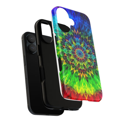 Funda resistente para teléfono con diseño de mandala psicodélico: protección vibrante con efecto tie-dye