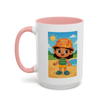 Good Vibes Beach Kid Mug — Accent Coffee Mug (11/15oz)