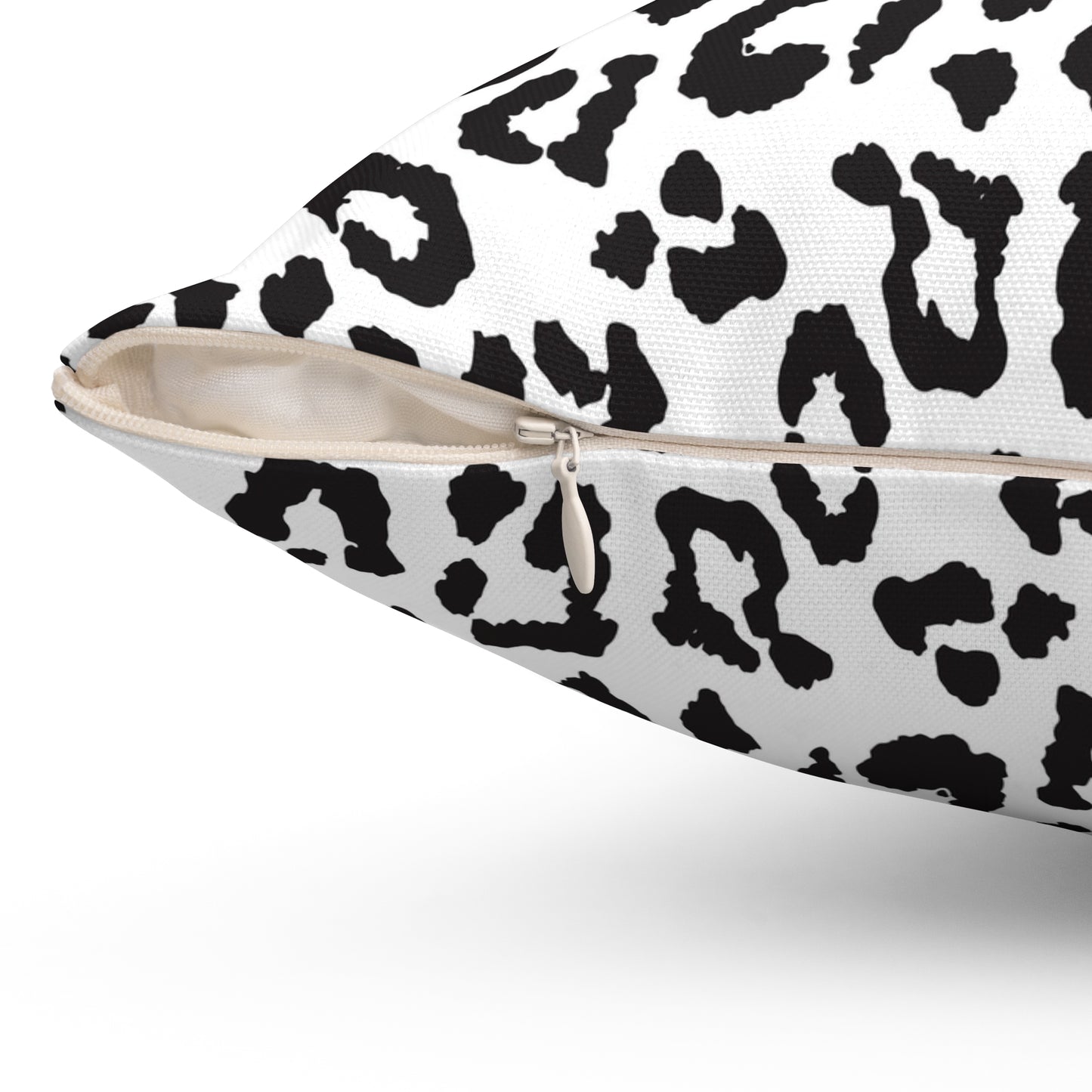 Black & White Leopard Print Square Pillow — Animal Print Decorative Throw Pillow