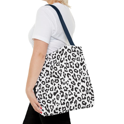 Leopard Print Tote Bag — Black & White All-Over-Print Shopper