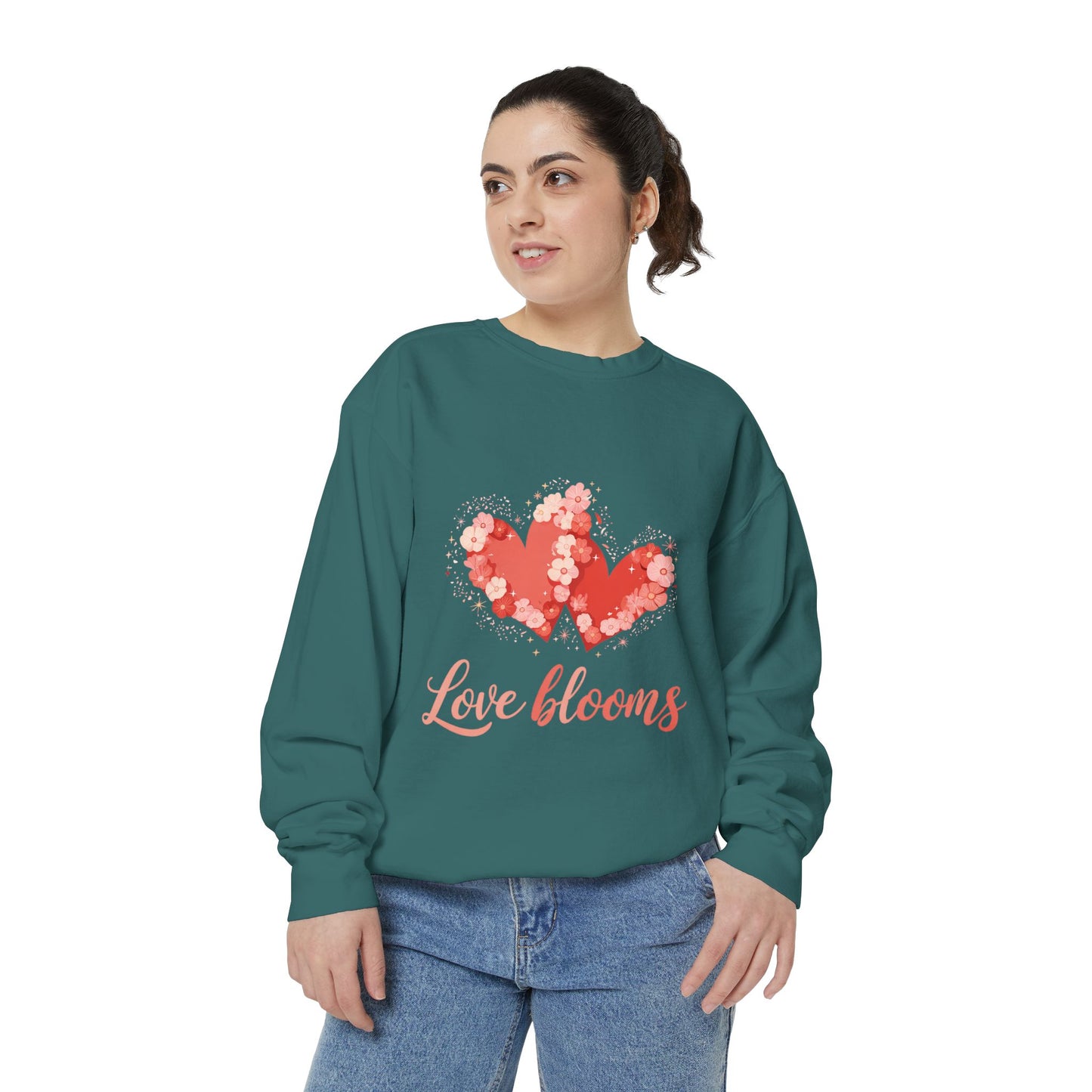Love Blooms Heart Sweatshirt — Floral Valentine Pullover