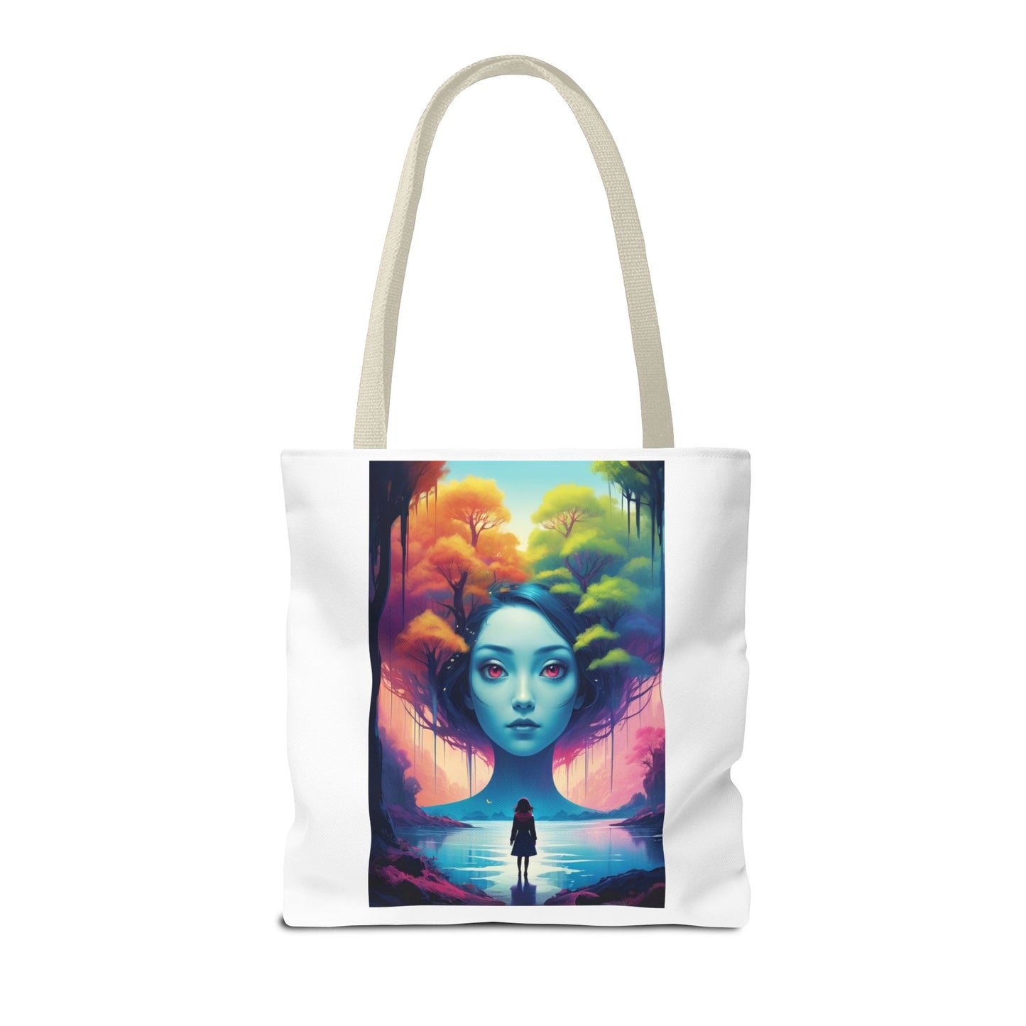 Dreamscape Portrait Tote Bag — Surreal Forest Girl Art